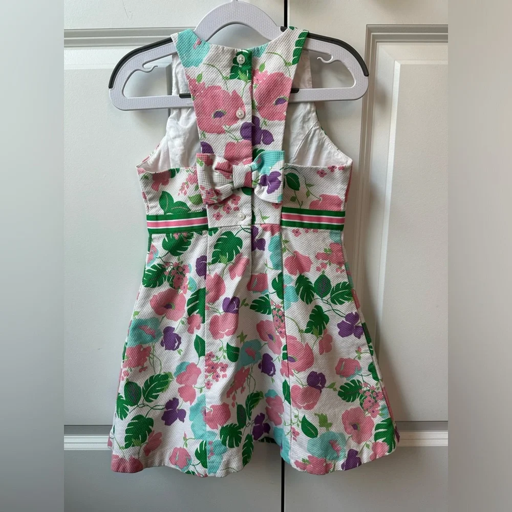 Janie and Jack Girls Floral  Summer Party Dress W/Bow (Size 5)